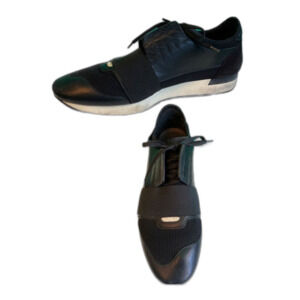 Balenciaga Race Leather Sneakers Black Size 44